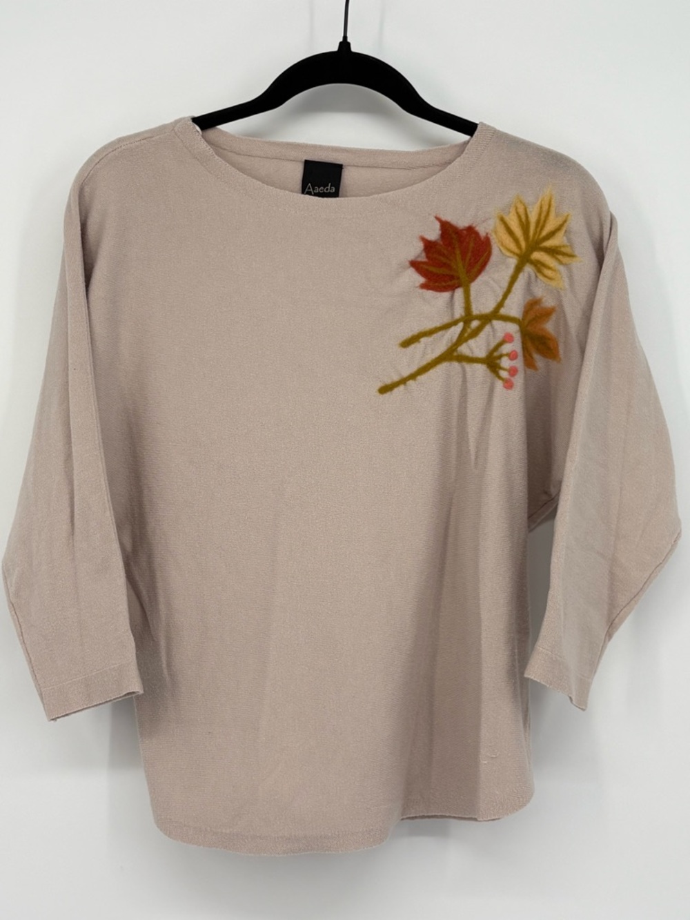 AAEDA Sweater Felted Floral Beige Plumeria Women’s Medium